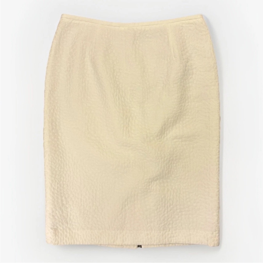 Calvin Klein Women's Pencil Skirt Size 2 White Lined Back Zip Knee Length GUC